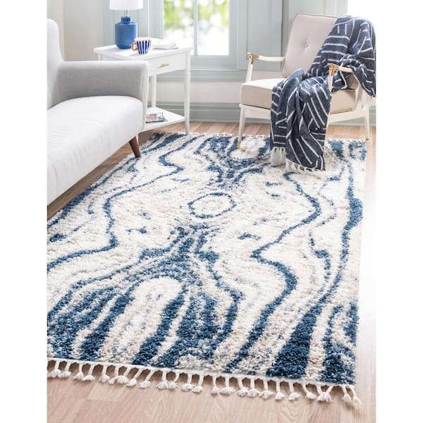 Hygge Shag Valley Blue 8 ft. x 10 ft. Area Rug