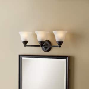 Ashhurst 3-Light Oil Rubbed Bronze Vanity Light with Frosted Glass Shades