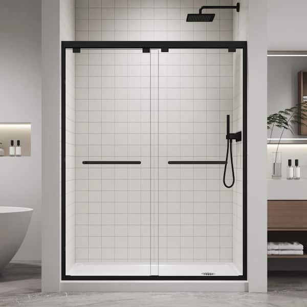 60 in. L x 32 in. W x 76 in. H Alcove Shower Kit with Sliding Framed Shower Door and Shower Pan