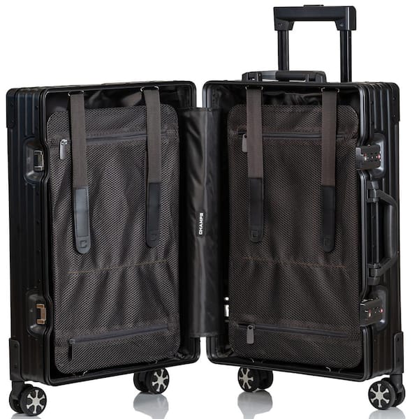 CHAMPS Elite 21 in. Black Aluminum Luggage Carry-on with Spinner