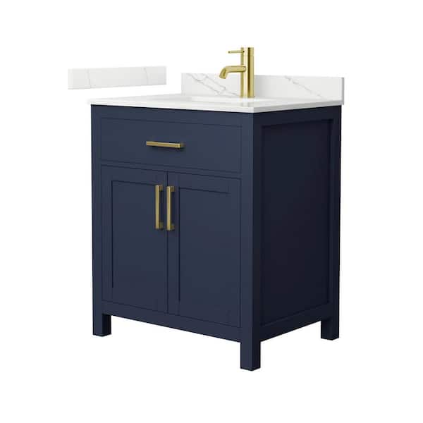 Beckett 30 in. Single Freestanding Dark Blue Bath Vanity with Giotto Quartz Top (Assembled)