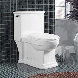 12 in. Rough-In 1-piece 1.28 GPF Single Flush Elongated Toilet in White, Seat Included