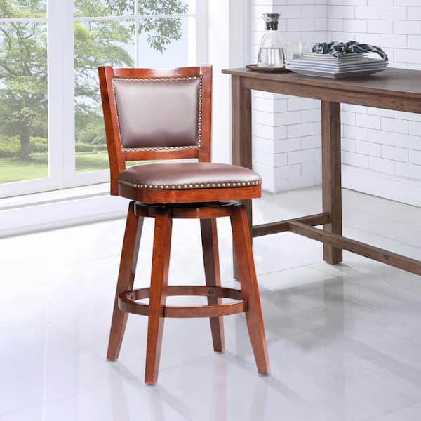 Broadmoor 44 in. Cherry Wood Swivel Barstool