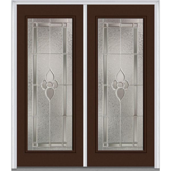 MMI Door 72 in. x 80 in. Master Nouveau Left-Hand Inswing Full Lite Decorative Glass Painted Steel Prehung Front Door