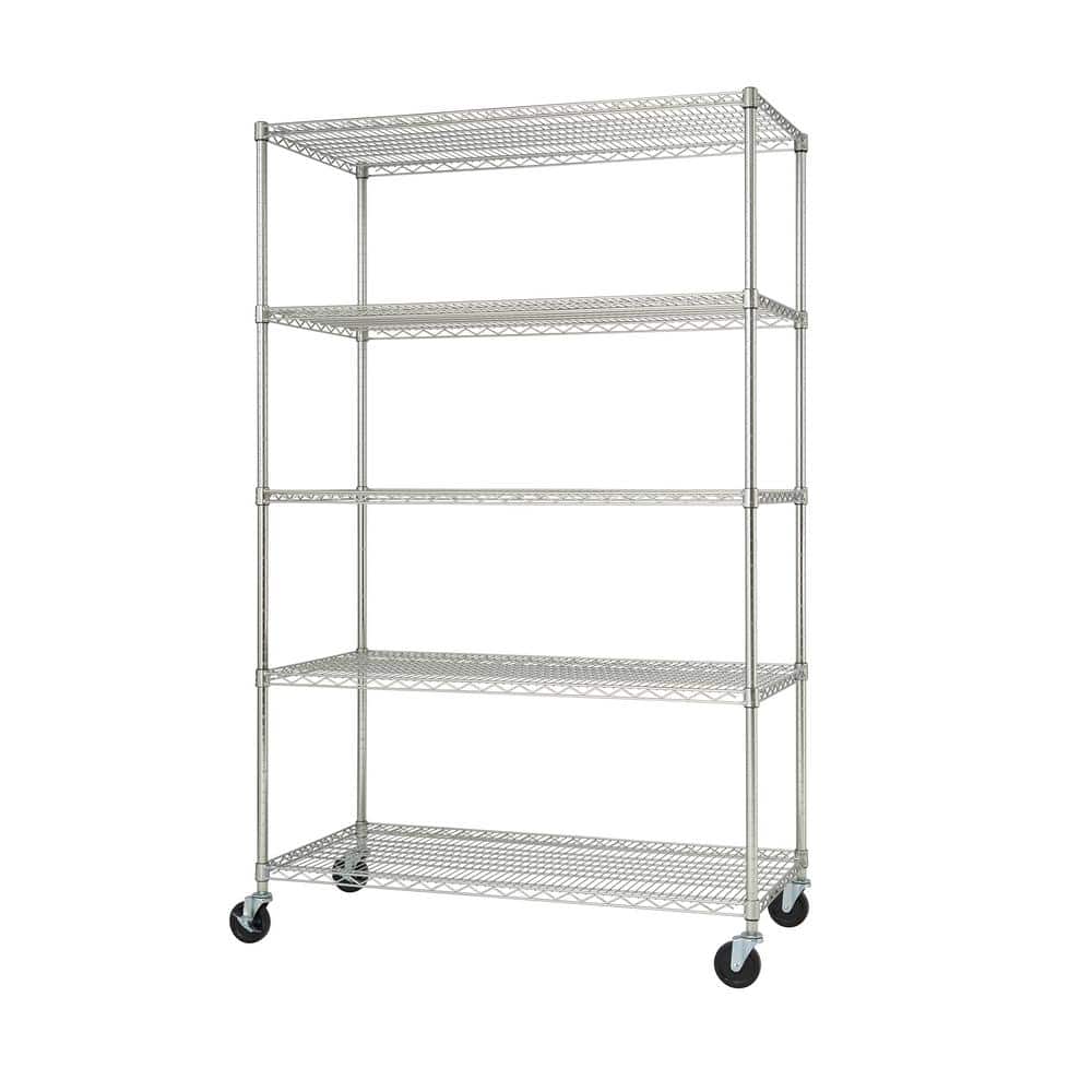 EcoStorage 48" Chrome 5-Tier Commercial Wire Shelving Unit