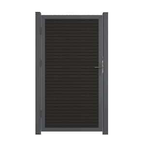 40.66 in. x 75.19 in. UltraEasy Indian Ebony Composite Board-on-Board Fence Gate Kit with Gray Frame