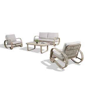 4-Piece Aluminum Outdoor Patio Conversation Set with Club Chairs, Sofa and Coffee Table