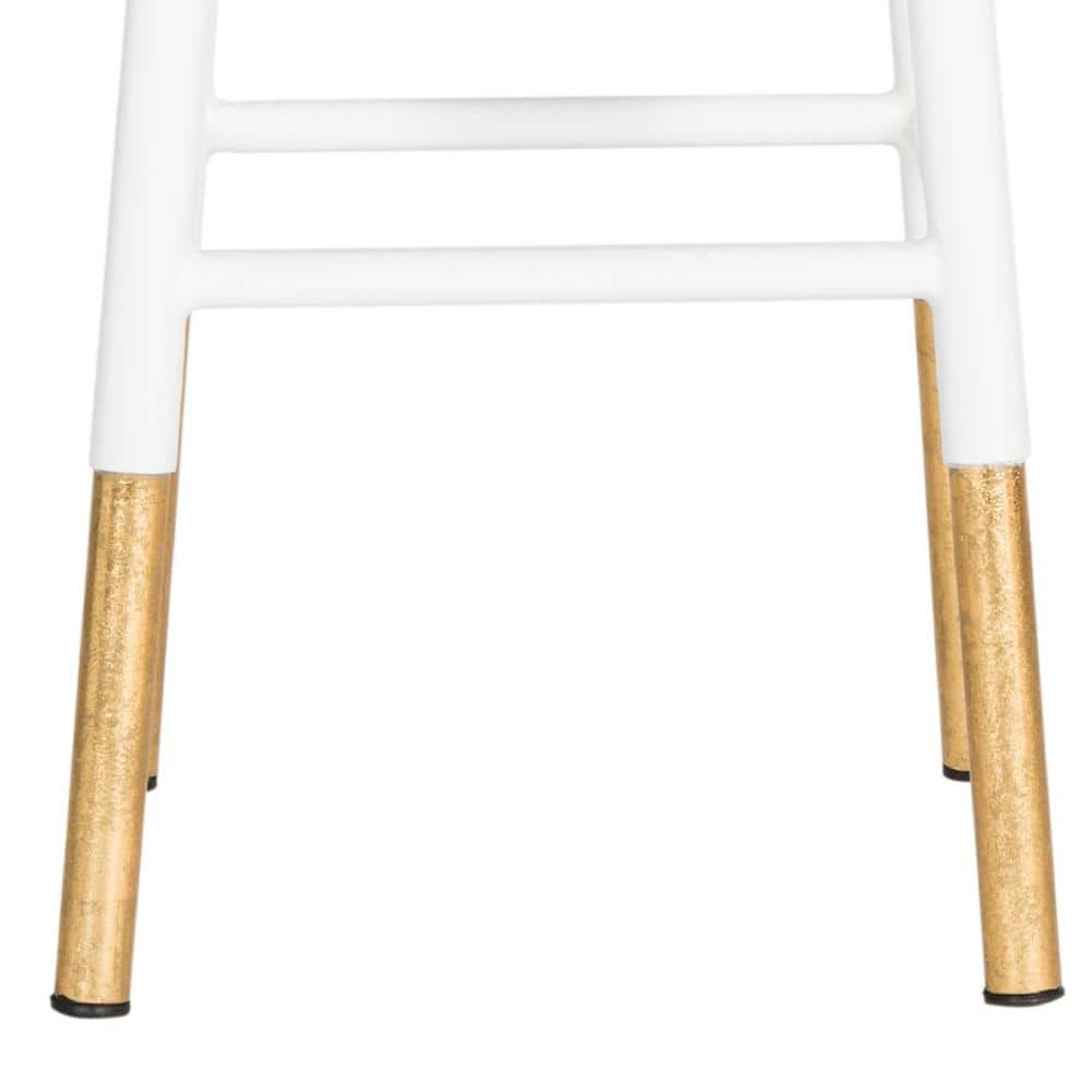 Emery 30" White and Gold Metal Bar Stool