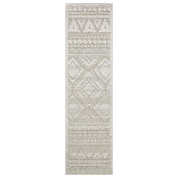 2 X 8 Beige, Ivory Tribal Washable Area Rug Runner Rug