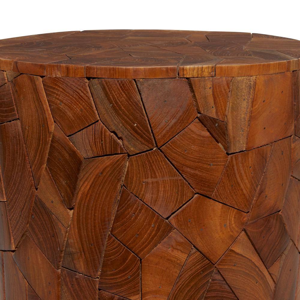 Eco Chic Teak Mosaic 12" Round Handcrafted Accent Table