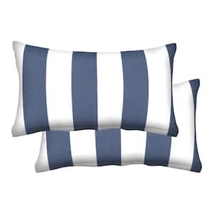 Outdoor Lumbar Toss Pillow Cabana Stripe Navy & White