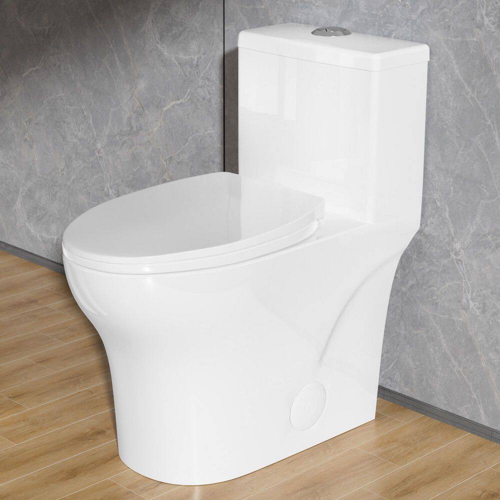 17in. ADA Height 1-Piece Toilet 1.0/1.28 GPF Dual Flush Elongated Toilet in White with Soft Close Toilet Seat price history on PriceWatchPro