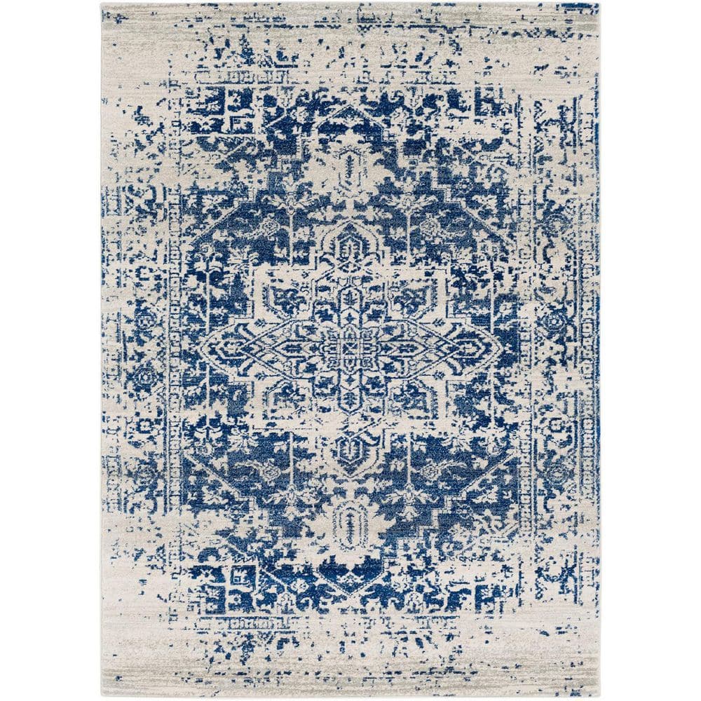 Blue Polypropylene 5 ft. x 7 ft. Abstract Indoor Area Rug