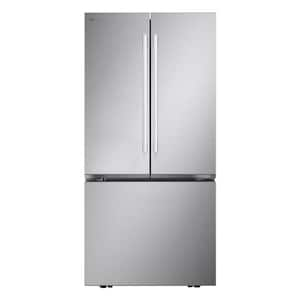 33 in. 25.1 Cu. Ft. Standard Depth French Door Refrigerator in Print Proof Stainless Steel with Internal Water