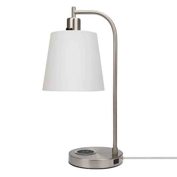 Nersunda 19.7 in. Nickel Table Lamp with Shade