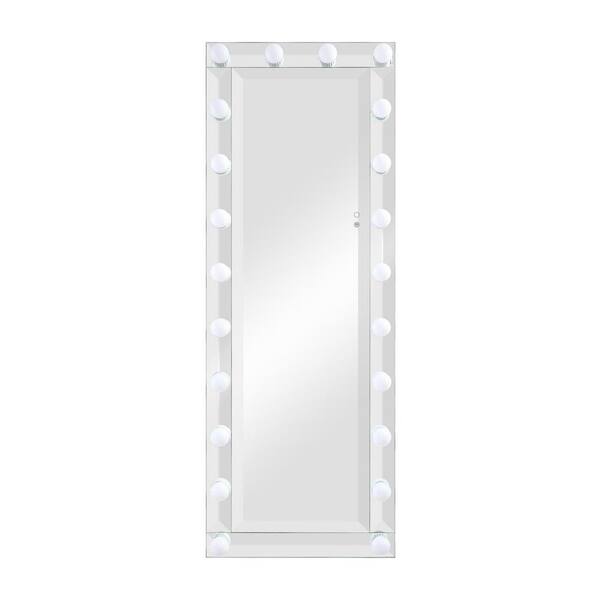 Vanityfus 24 In W X 65 H Framed Rectangular Led Bulbs Bathroom Vanity Mirror Wall Mounted And Standing Full White Vf 19056 The Home Depot - Home Depot Mirror Wall Mount