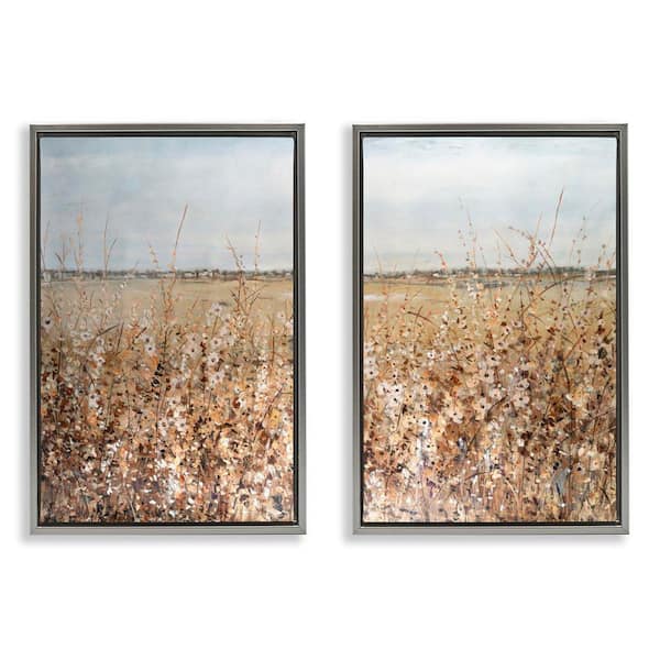 Stupell Industries Rustic Country Prairie by Tim OToole 2 Pieces Gray Floater Frame Nature Graphic Art Print 31 in. x 21 in.
