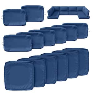 14-Piece Outdoor Patio Cushion Cover, UV and Waterproof Replacement Slipcovers Blue ( No Insert )