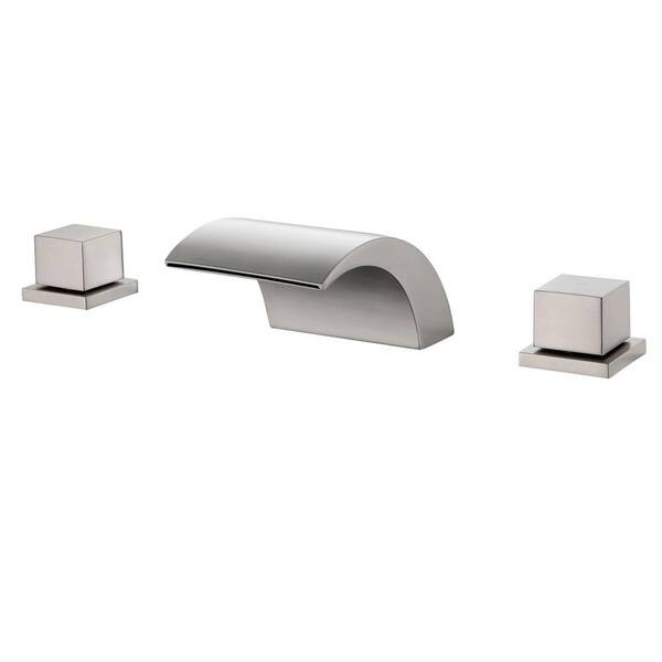 Satico 8 in. Widespread Waterfall 2-Handle Bathroom Faucet in Brushed Nickel