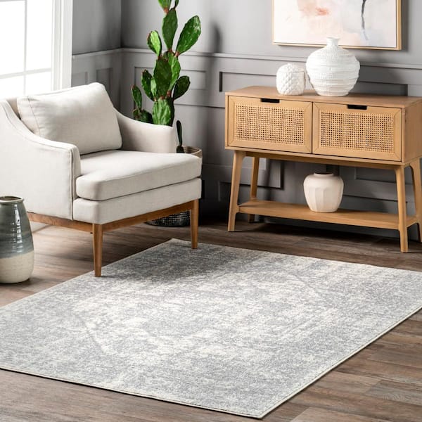Justine Vintage Medallion 4 ft. x 6 ft. Gray Area Rug