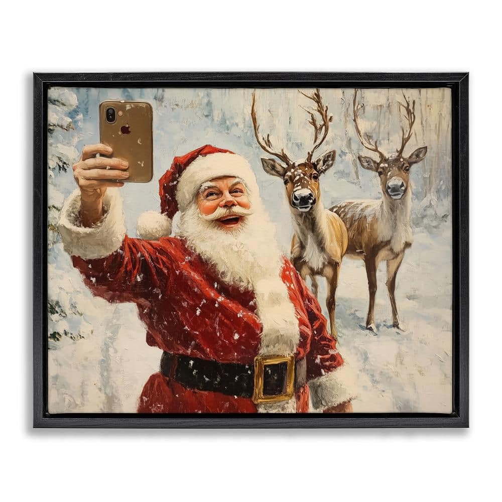 Santa Selfie with Reindeer by Arlington Prints 1 Piece Black Floater Frame Graphic People Art Print 25 in. x 31 in. price history on PriceWatchPro