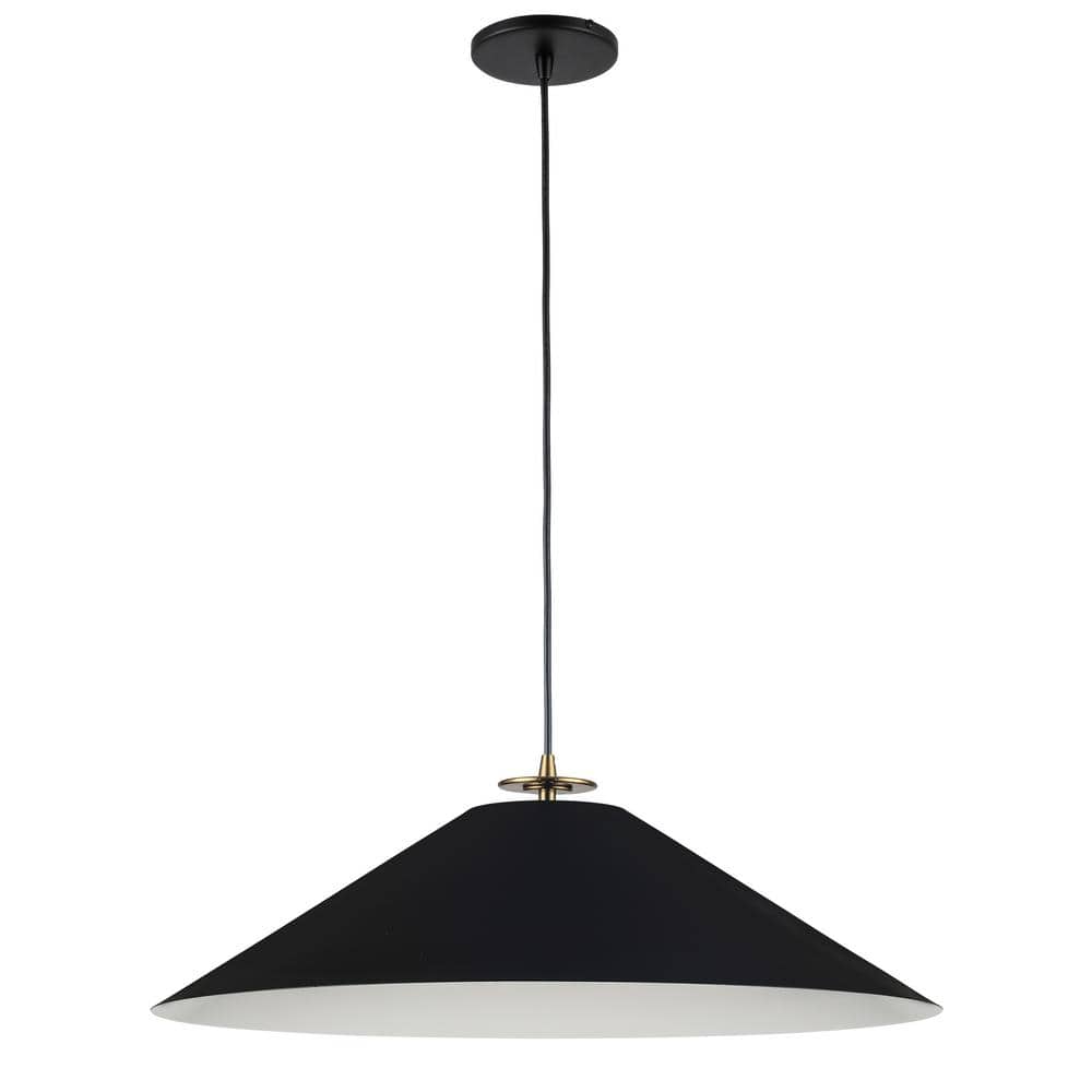 Prudence 24" Matte Black Modern Drum Pendant Light