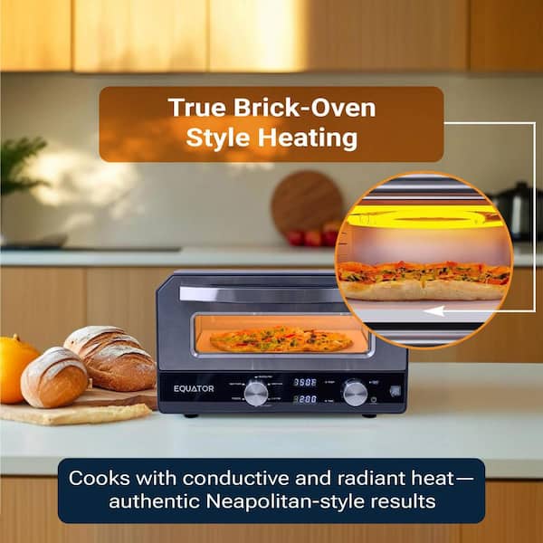 0.5 cu.ft. Indoor/Outdoor Countertop Pizza Oven with Stone Bake-Cooks 12 in. Pizzas, 6-Preset Modes 1500W in Stainless
