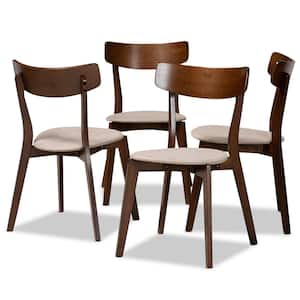 Iora Light Beige and Walnut Fabric Dining Chair (Set of 4)