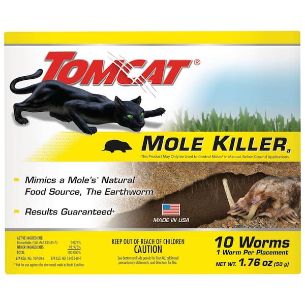 TOMCAT Mole Killerₐ, Mimics Natural Food Source, Poison Kills in a Single Feeding, 10 Worms