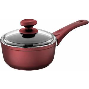 2 qt. Titanium coated Aluminum Non-Stick Sauce Pan in Red with Glass Lid