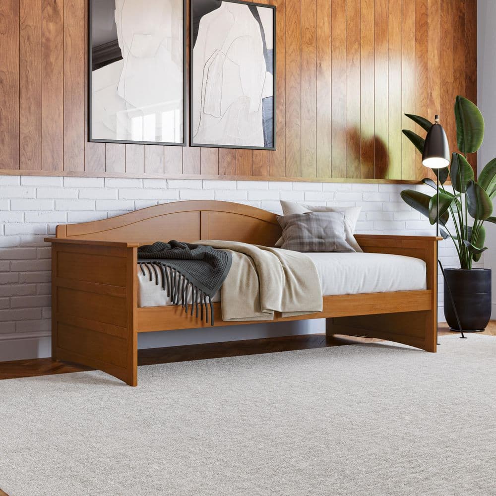 Acadia Light Toffee Twin Wood Daybed Frame with Drawer