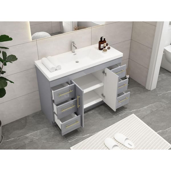 Elsa 48” Freestanding Double Vanity With Royal White Reinforced Acrylic  Double Sink Top