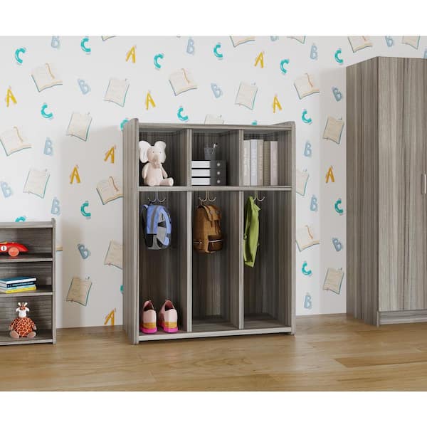 TOT MATE 6-Compartment Kids Locker with Cubbies (Shadow Elm Gray