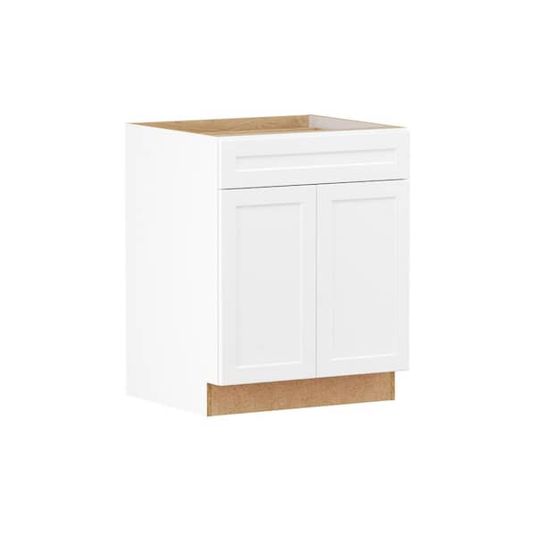 Designer Series Melvern 27 in. W x 24 in. D x 34.5 in. H Assembled Shaker Base Kitchen Cabinet in White