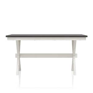 Paramus 60 in. Rectangle Gray and Antique White Wood Top Dining Table