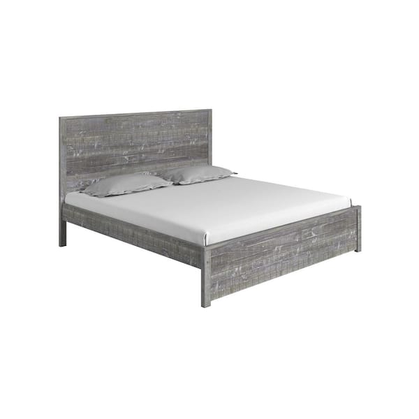 Hampton Granite Grey Solid Wood Frame Queen Platform Bed