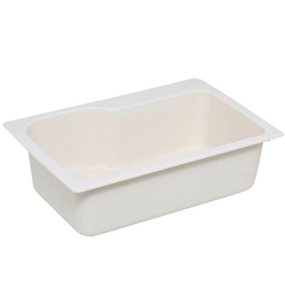 Drop-In/Undermount Solid Surface 33 in. 1-Hole Single Bowl Kitchen Sink in Bisque