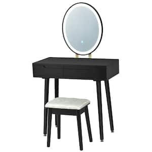 Black Touch Screen 3-Lighting Modes Vanity Makeup Table Set
