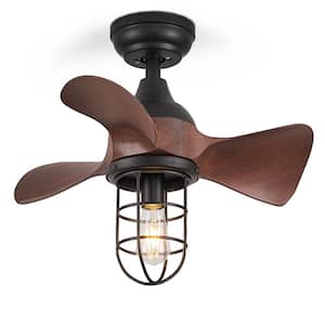 23 in. Indoor Brown Blade Span Small Farmhouse Caged Ceiling Fan with Light and Remote Control