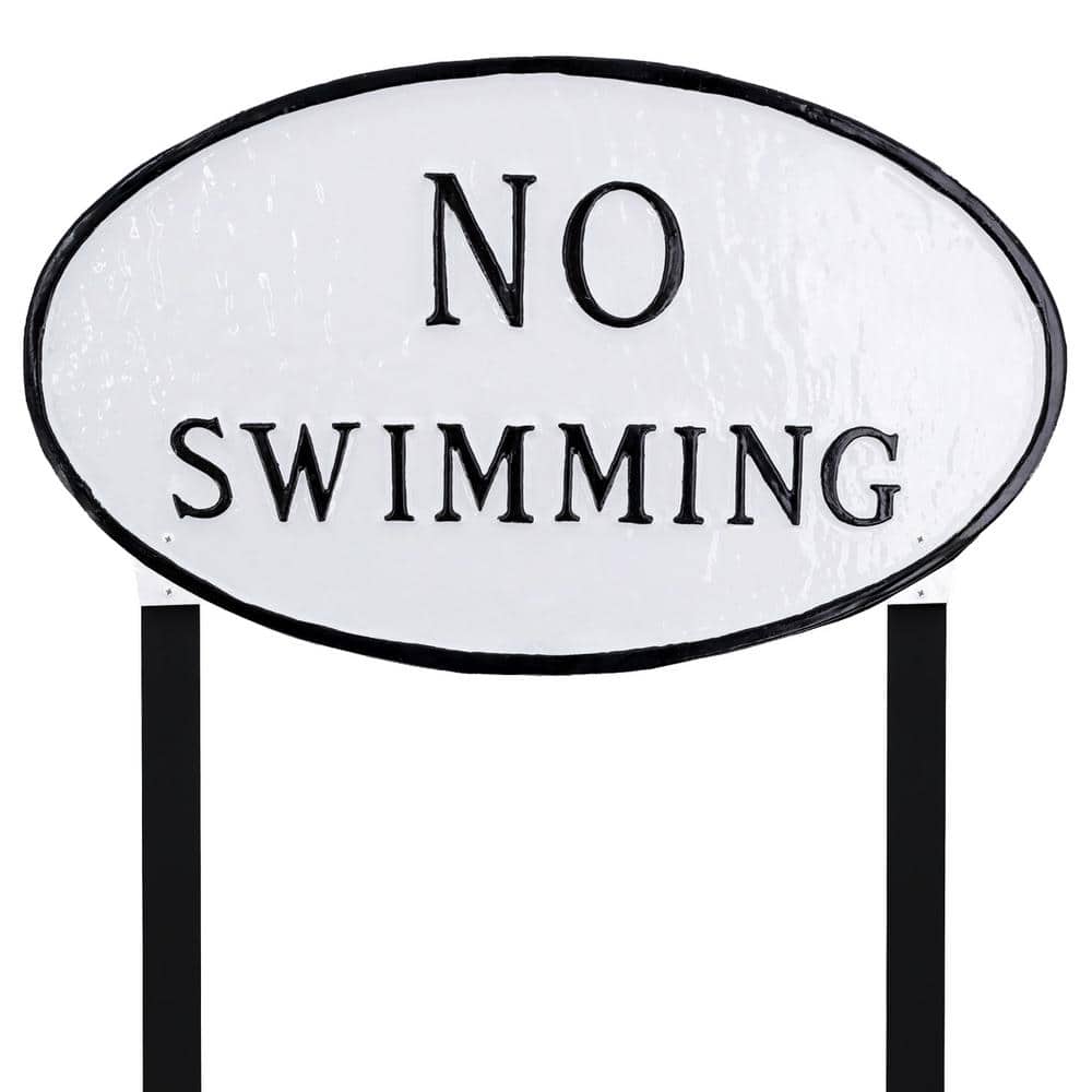 10 in. x 18 in. Large Oval No Swimming Statement Plaque Sign with Lawn Stakes - White/Black price history on PriceWatchPro