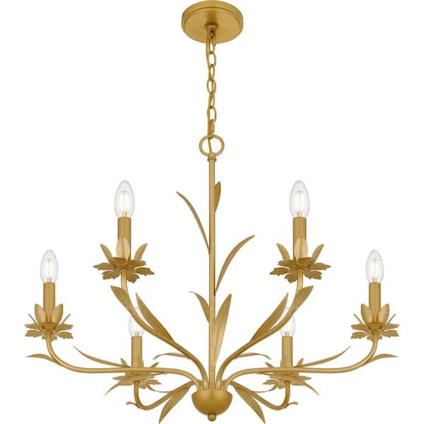 Quoizel Maria 6-Light Gold Leaf Chandelier MAA5027GFL - The