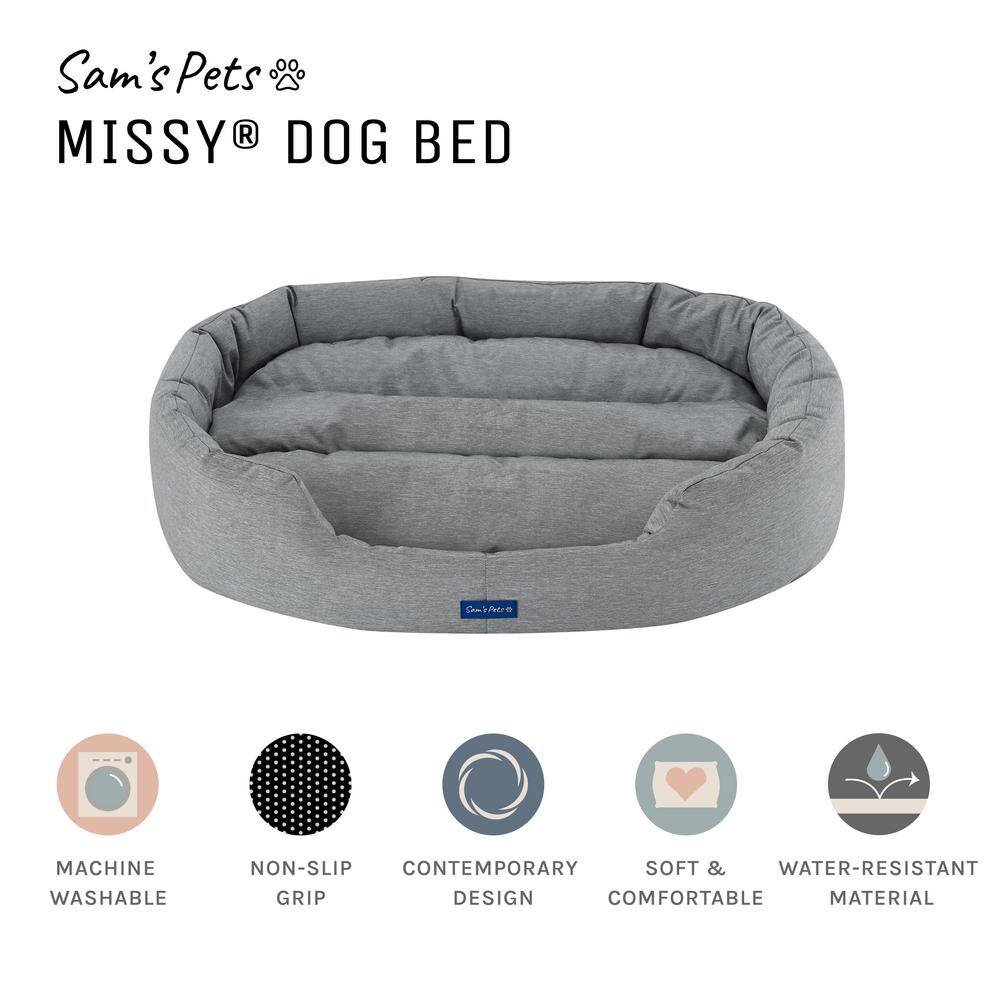 Medium Gray Water Resistant Round Pet Bed