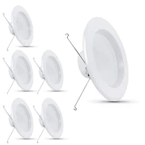 5/6 in. Integrated LED White Retrofit Recessed Light Trim Dimmable CEC High Output Downlight Daylight 5000K, 6-Pack