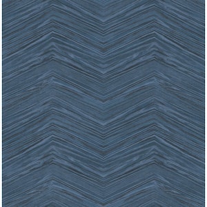 Blue Navy Wood Chevron Vinyl Peel and Stick Wallpaper Roll (Covers 30.75 sq. ft.)