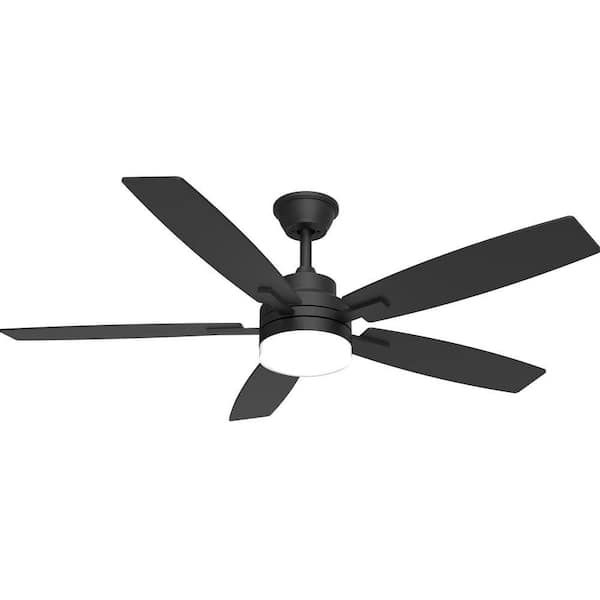 ATRPLAN TRADING Ceiling Fan 52 in. W in Smart Indoor Black Low Profile Ceiling Fan with Color Adjustable LED with Remote