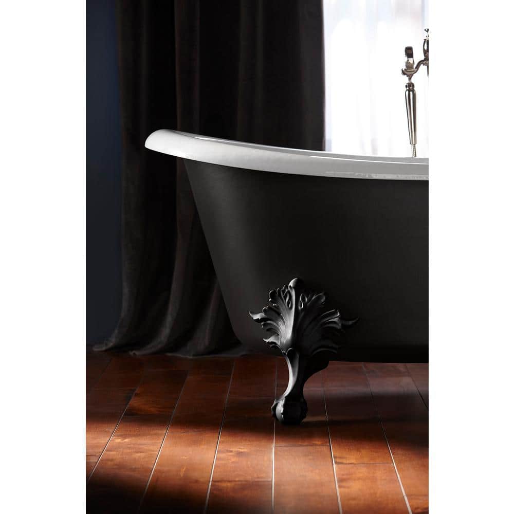 Artifacts 66" White and Black Cast Iron Clawfoot Freestanding Bath