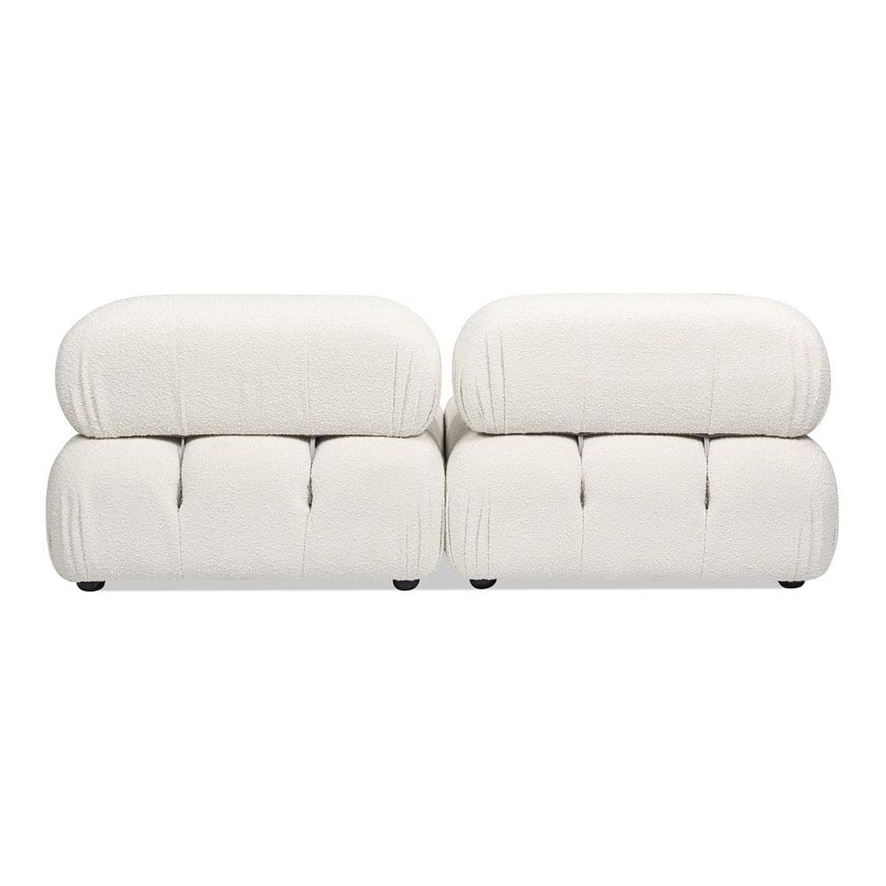 Ivory White Bouclé 72.5" Modular Tufted Loveseat Sofa