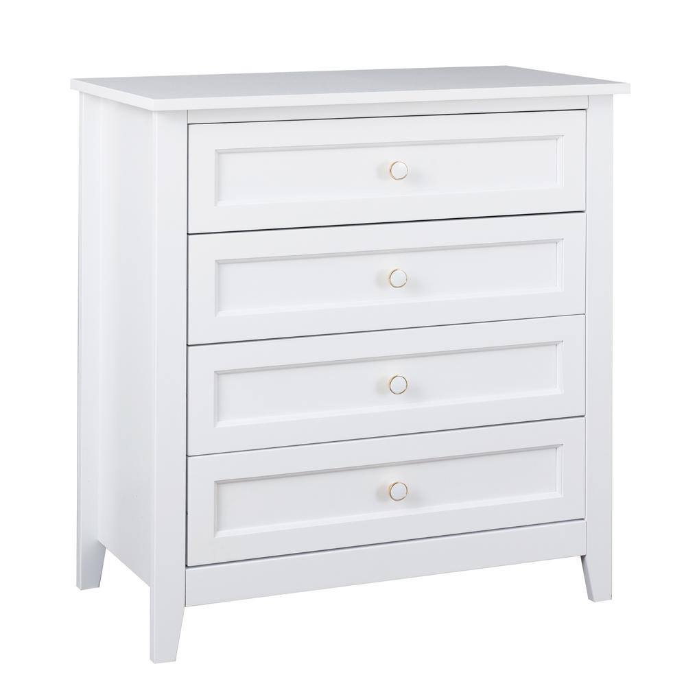 White Wood 4-Drawer 1-Door Bathroom Storage Cabinet - 32.68 H x