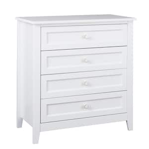 32.68 in. W x 17.72 in. D x 35.55 in. H White Wood Linen Cabinet Spray-Painted Drawer Dresser Lockers Retro Round Handle