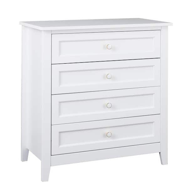 Unbranded 32.68 in. W x 17.72 in. D x 35.55 in. H White Wood Linen Cabinet Spray-Painted Drawer Dresser Lockers Retro Round Handle
